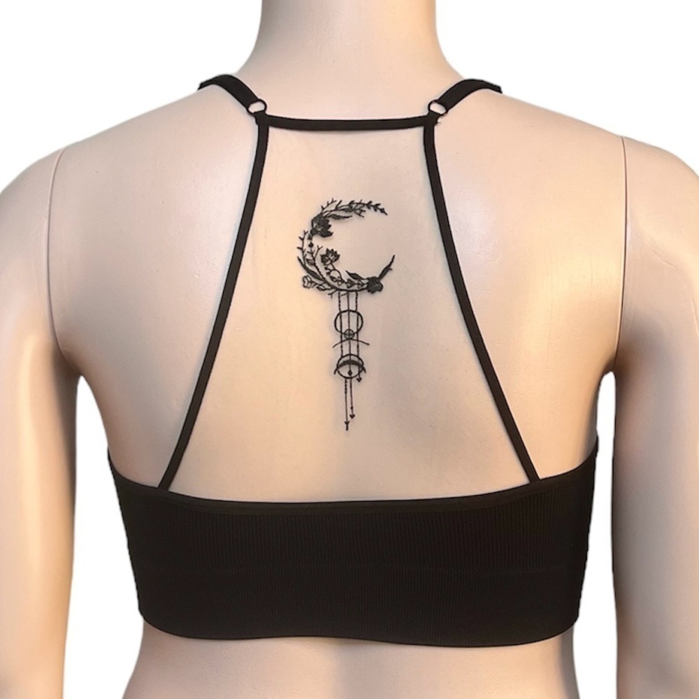 Plus Size Dream Catcher Tattoo Racerback Black Bralette 1X/2X